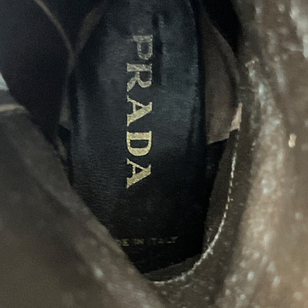 Prada Women’s Brown Leather Block Heel Riding Boot Size 38.5 US 8.5 - Picture 10 of 11